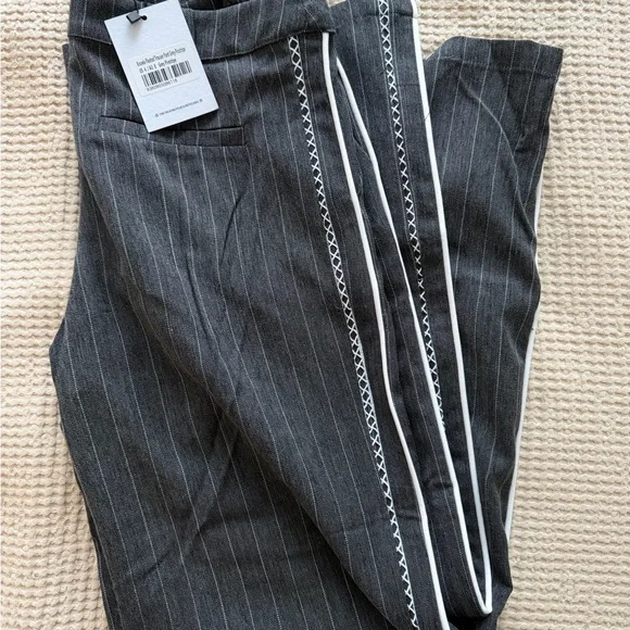 Princess Polly Charcoal Pinstripe Wide Leg Pants - Picture 4 of 4